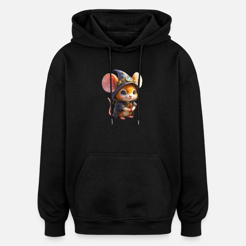Blaue Steampunk-Zauberermaus - Oversized Unisex Hoodie - Schwarz