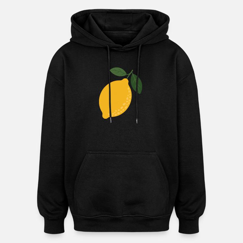 Zitrone & Blätter Illustration - Oversized Unisex Hoodie - Schwarz