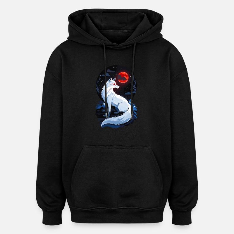 Renard blanc - Sweat à capuche oversize unisexe - noir