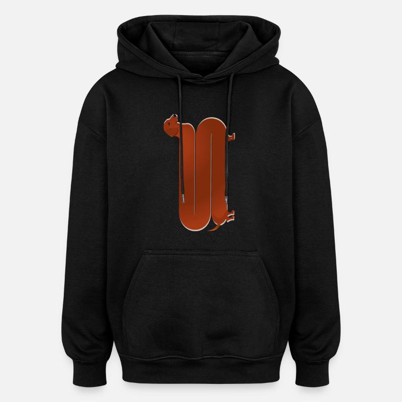 teckel - Sweat à capuche oversize unisexe - noir