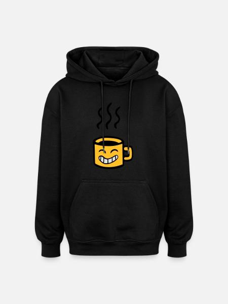 offee kawaii anime smile - Oversized Unisex Hoodie - black