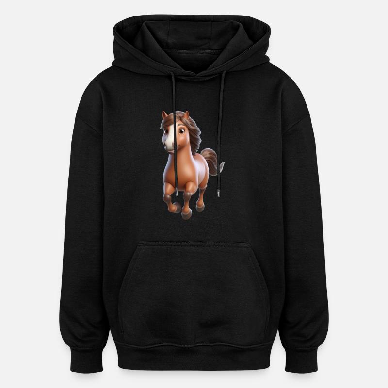 Cheval 3 - Sweat à capuche oversize unisexe - noir