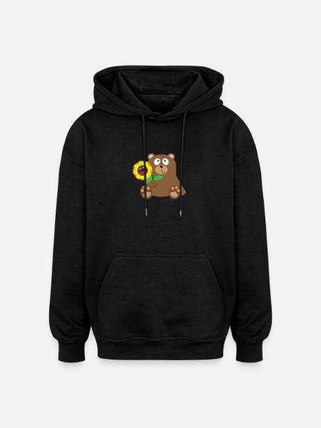 33 bear sunflower - Oversized Unisex Hoodie - Schwarz