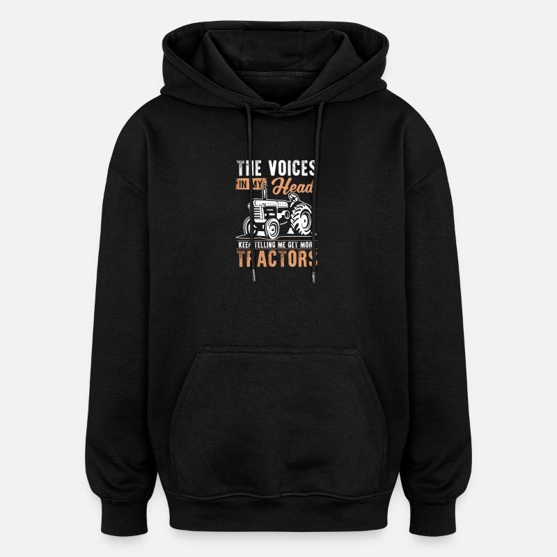 Traktor Sprüche mit Humormotiv - Oversized Unisex Hoodie - Schwarz