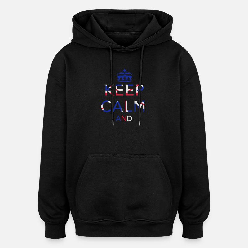 Keep calm... Union Jack - Sweat à capuche oversize unisexe - noir
