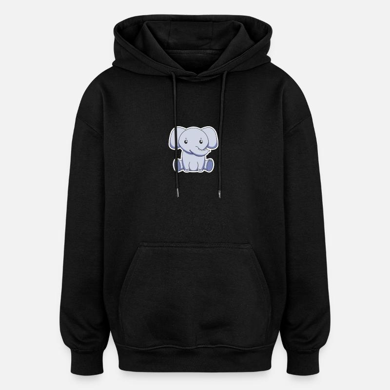 Elefant - Oversized Unisex Hoodie - Schwarz