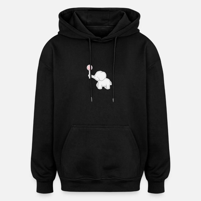 Elefant - Oversized Unisex Hoodie - Schwarz