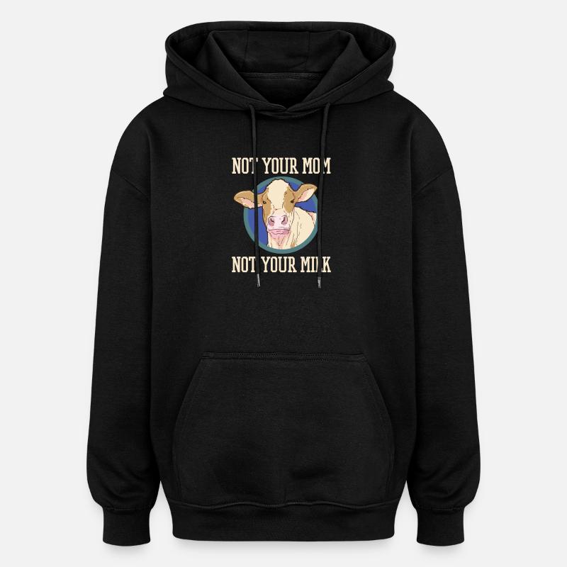 Vache vegan vegan - Sweat à capuche oversize unisexe - noir