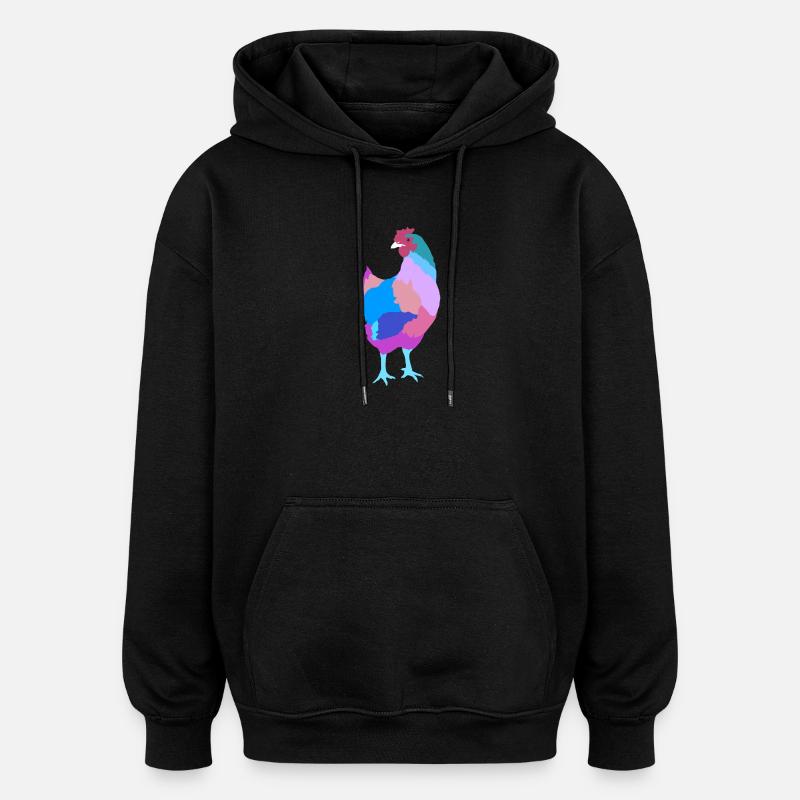 Poule poulet - Sweat à capuche oversize unisexe - noir