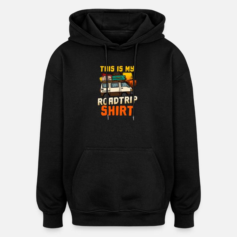 Camping-car Camping Rétro - Sweat à capuche oversize unisexe - noir