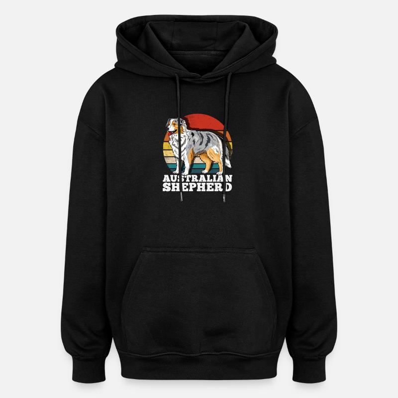 Berger Australien Aussie Rétro - Sweat à capuche oversize unisexe - noir
