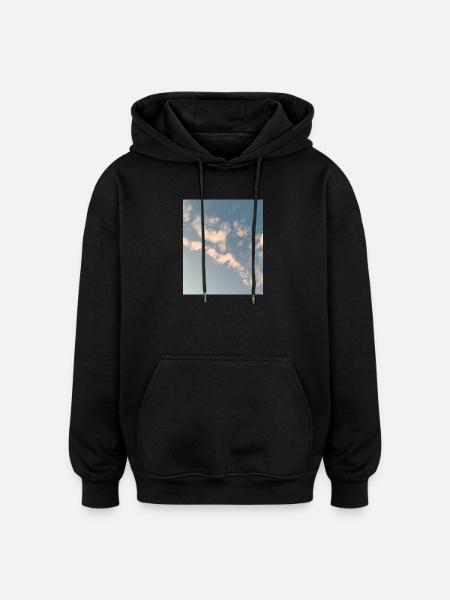Pastel Clouds Sky Zen Design - Oversized Unisex Hoodie - black