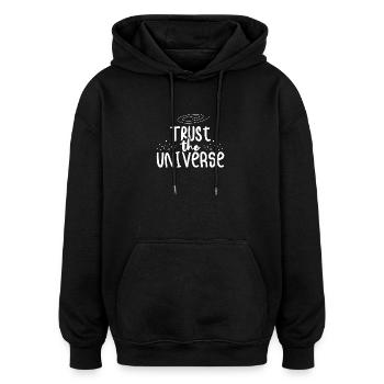 Vertrauen Sie dem Universum - Oversized Unisex Hoodie - Schwarz - Vorne - Noah (186cm)