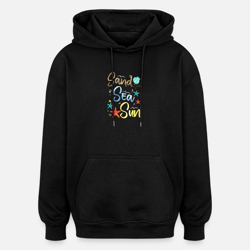 Sand See Sonne Illustration - Oversized Unisex Hoodie - Schwarz