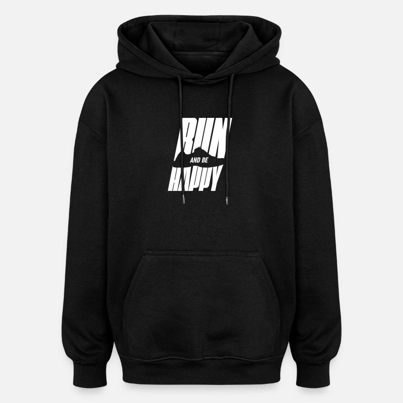 Courir heureux - Sweat à capuche oversize unisexe - noir
