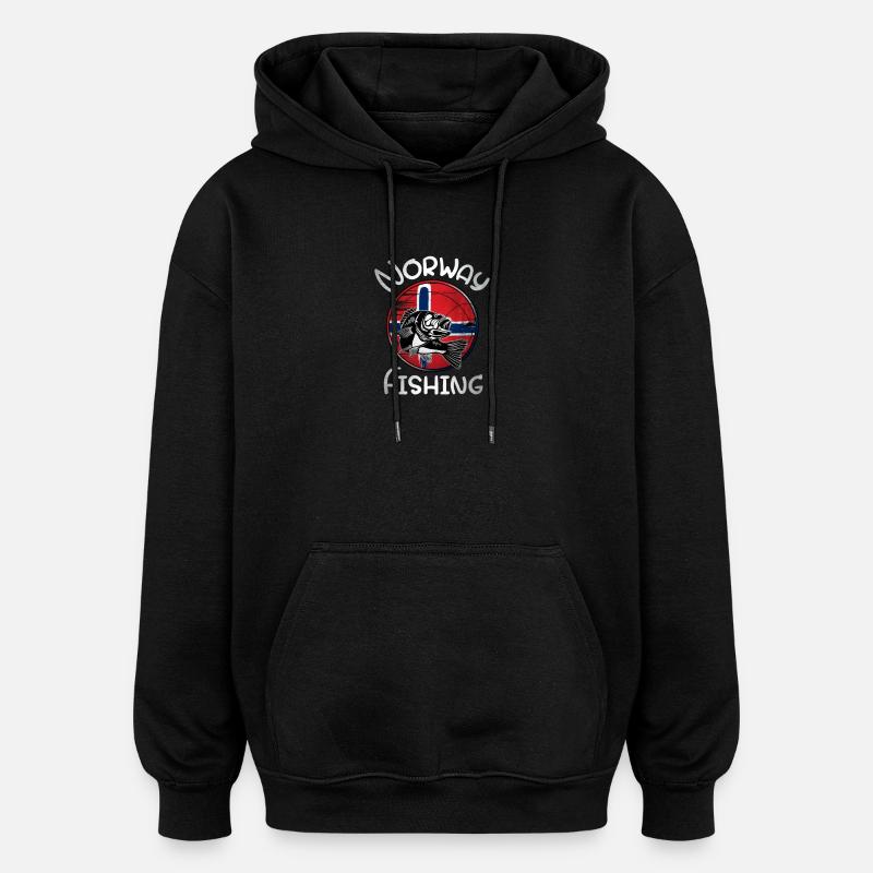 Pêche en Norvège - Sweat à capuche oversize unisexe - noir