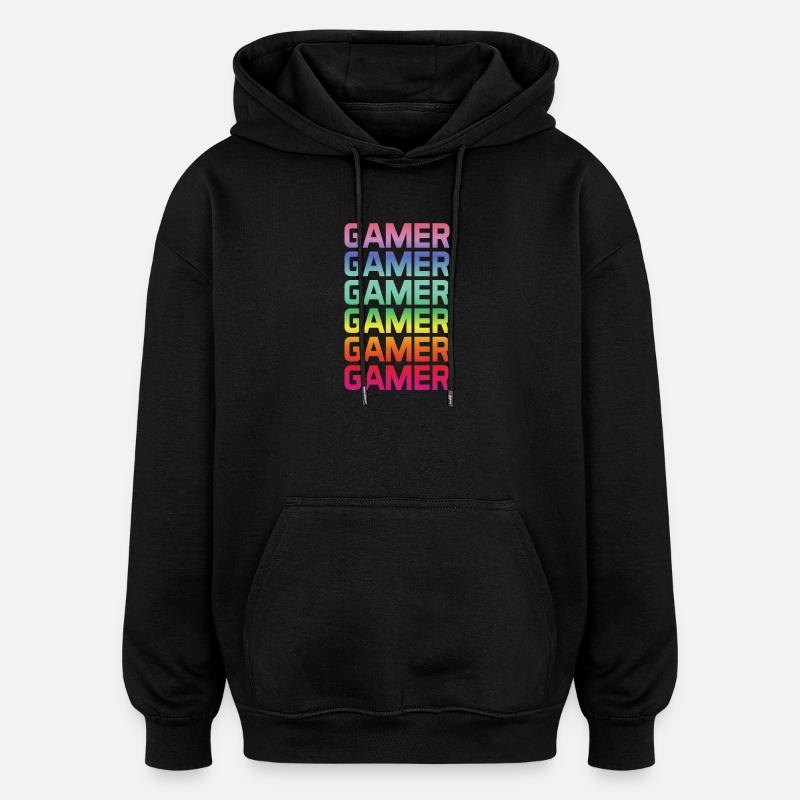 Gamer Rainbow Multiple - Sweat à capuche oversize unisexe - noir