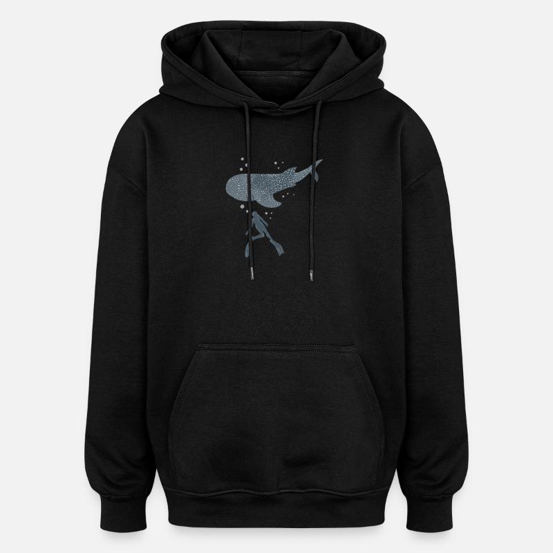 Walhai Freitaucher - Sweat à capuche oversize unisexe - noir