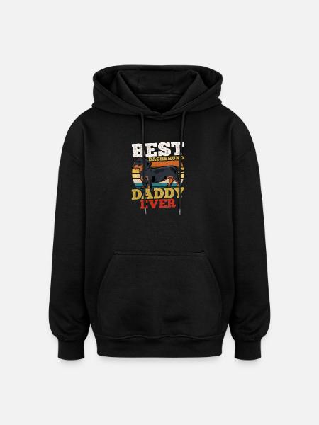 Dachshund Dog Father Retro - Oversized Unisex Hoodie - black