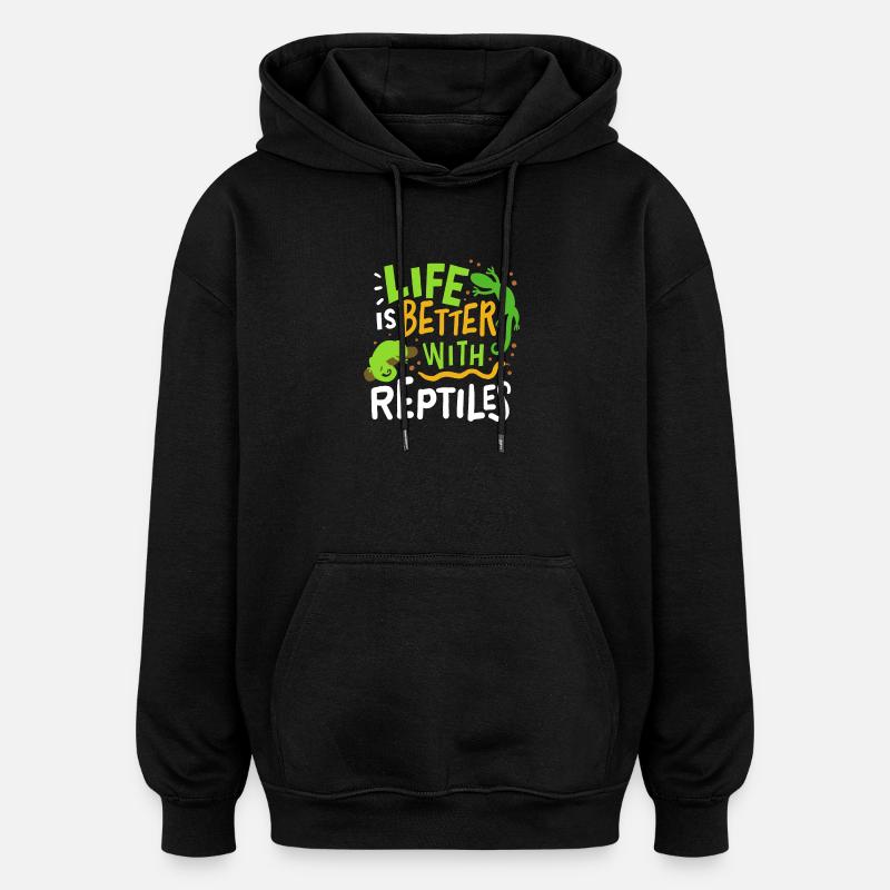 Lézard reptile - Sweat à capuche oversize unisexe - noir