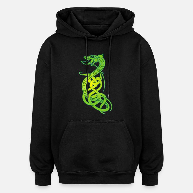 Serpent vert et jaune infini - Sweat à capuche oversize unisexe - noir