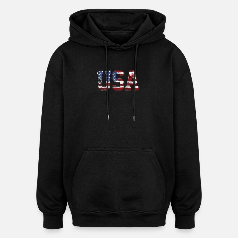 drapeau des Etats Unis - Sweat à capuche oversize unisexe - noir