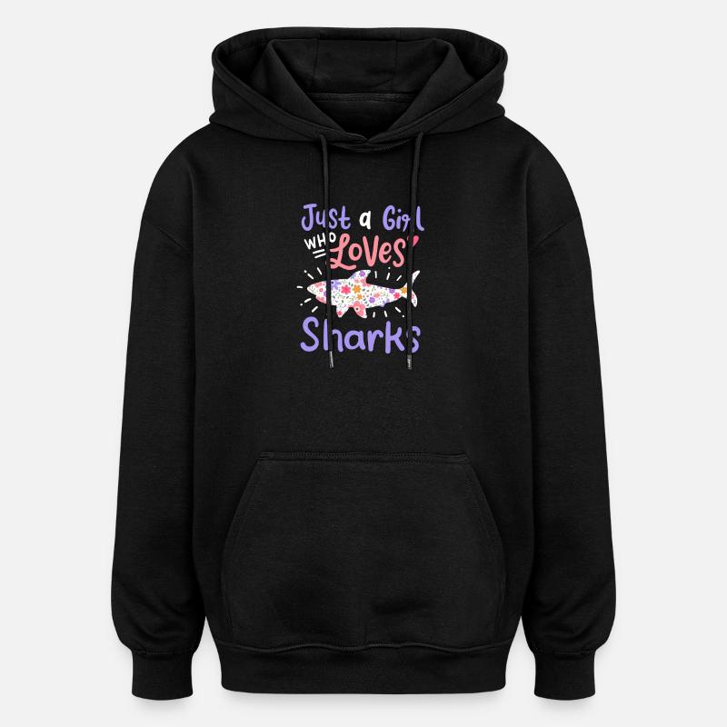 Requin - Sweat à capuche oversize unisexe - noir