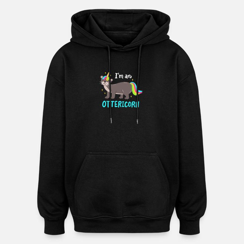 Otter Einhorn - Oversized Unisex Hoodie - Schwarz