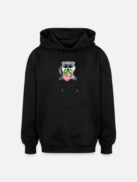 Bébé raton laveur - Sweat à capuche oversize unisexe - noir