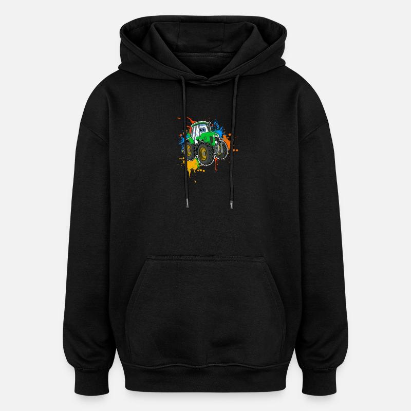 Traktor - Oversized Unisex Hoodie - Schwarz