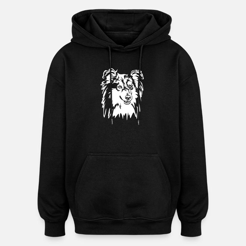Sheltie Head « Black Edition » - Sweat à capuche oversize unisexe - noir