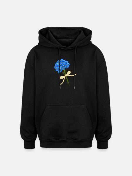 delicate forget-me-not bouquets - Oversized Unisex Hoodie - black