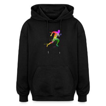 Demi-marathon runner sprint triathlète Finisher - Sweat à capuche oversize unisexe - noir - Devant - Noah (186cm)