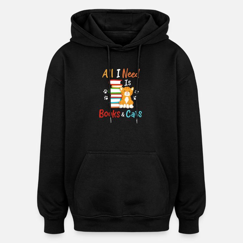 Buch Katze Bücher und Katzen - Oversized Unisex Hoodie - Schwarz