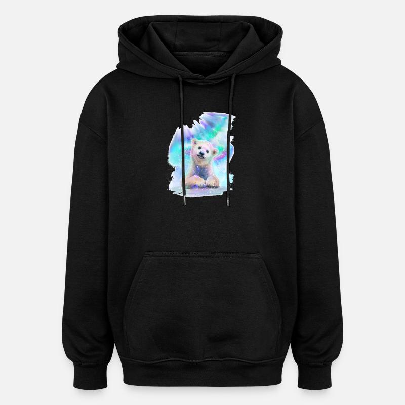 Ours blanc - Sweat à capuche oversize unisexe - noir