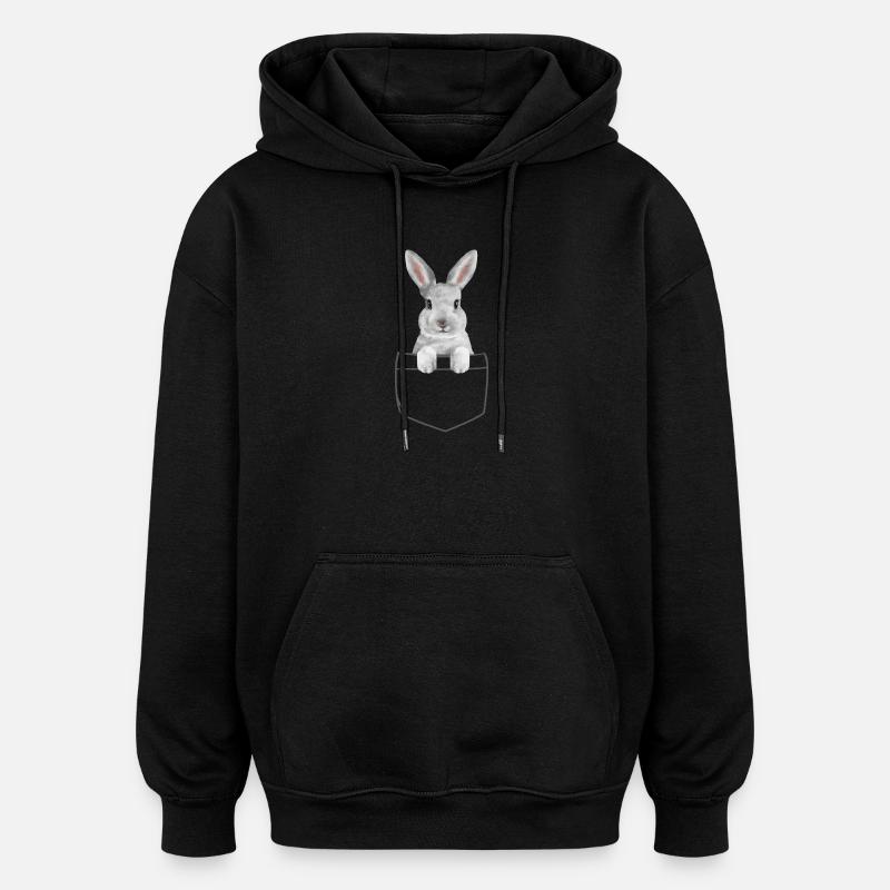 Rabbit Easter Flowers Rabbit Dad - Oversized Unisex Hoodie - black