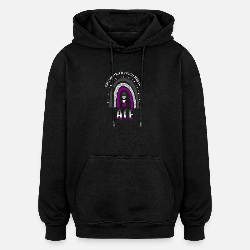 Ace Pride Boho Rainbow - Oversized Unisex Hoodie - black