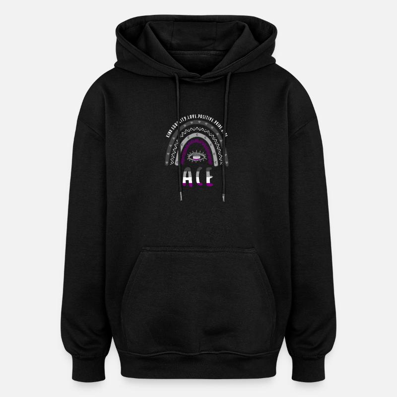 Boho Regenbogen Ace Pride - Oversized Unisex Hoodie - Schwarz