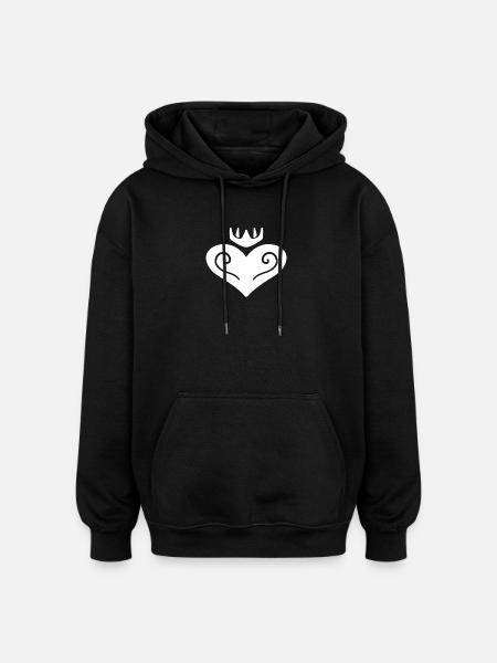 Heart Crown White - Oversized Unisex Hoodie - black