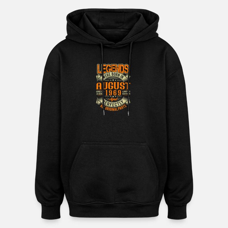 Légende d’anniversaire d’août 1969 - Sweat à capuche oversize unisexe - noir