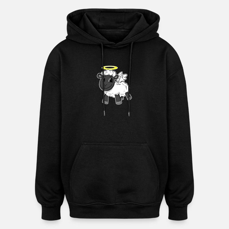 Sheep Angel - Oversized Unisex Hoodie - black