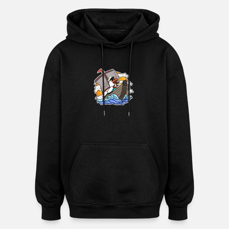 Mouette dans le bateau - Sweat à capuche oversize unisexe - noir