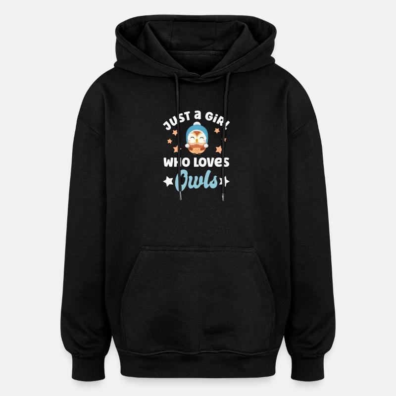 Owl Owls - Oversized Unisex Hoodie - black