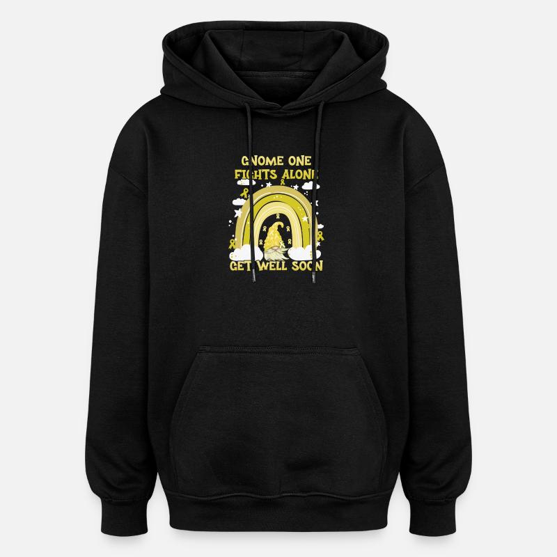 Gnome One Fights Alone Sarkomkrebs - Oversized Unisex Hoodie - Schwarz