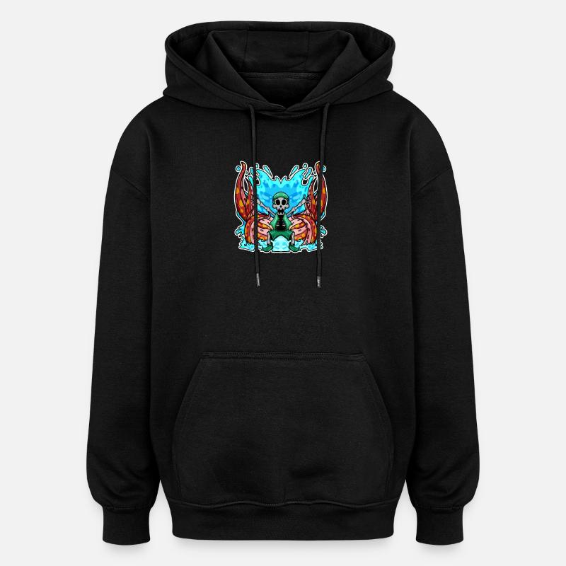 Skeleton Octopus Pirate - Oversized Unisex Hoodie - black