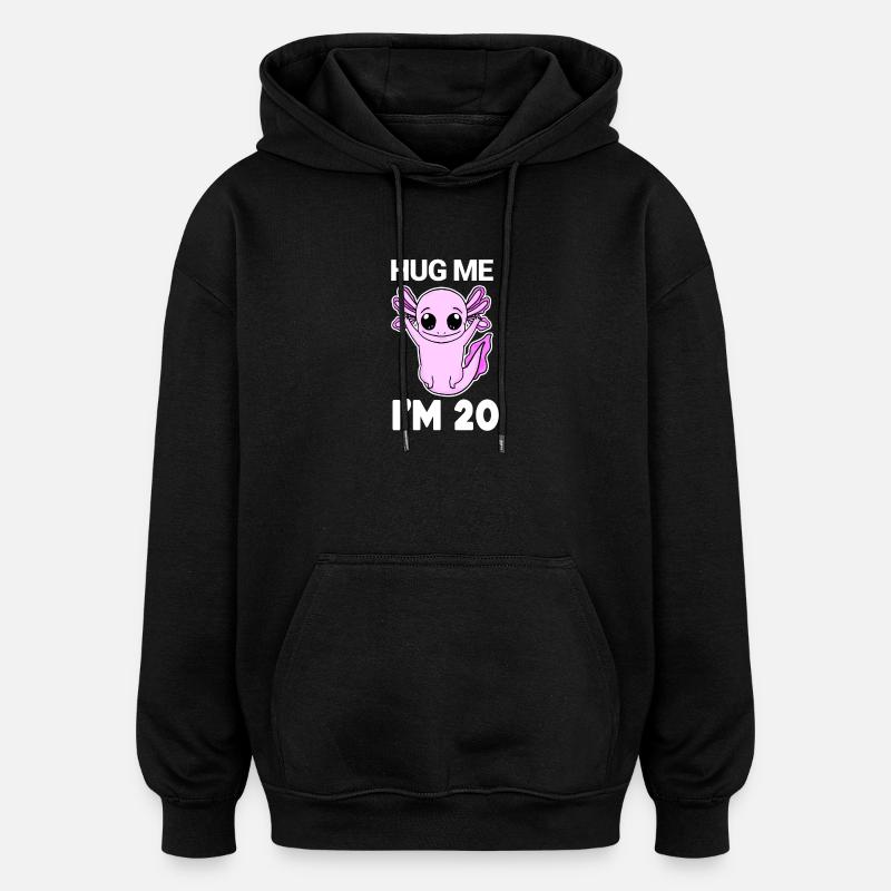 20 ans - 20 ans - câlin - Sweat à capuche oversize unisexe - noir