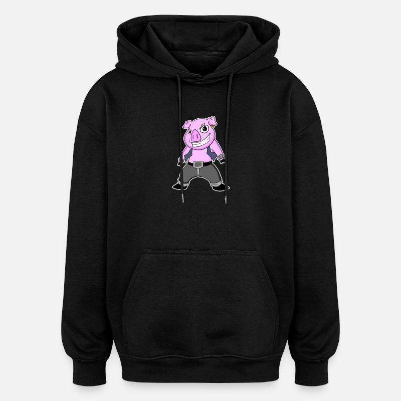Cool Schwein - Oversized Unisex Hoodie - Schwarz