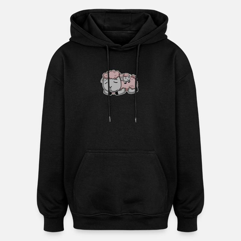 Moutons avec bébé moutons - Sweat à capuche oversize unisexe - noir