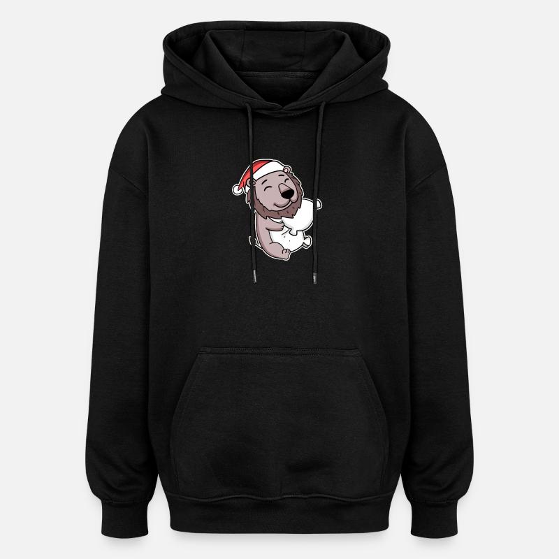 Lion Noël Sommeil Sommeil Sommeil - Sweat à capuche oversize unisexe - noir