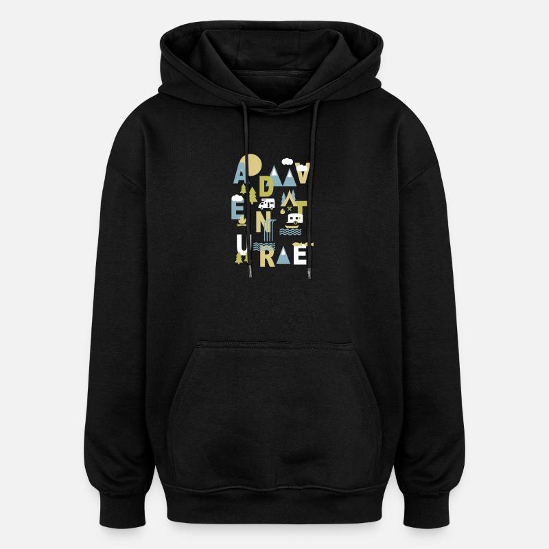 Aventure en plein air - Sweat à capuche oversize unisexe - noir